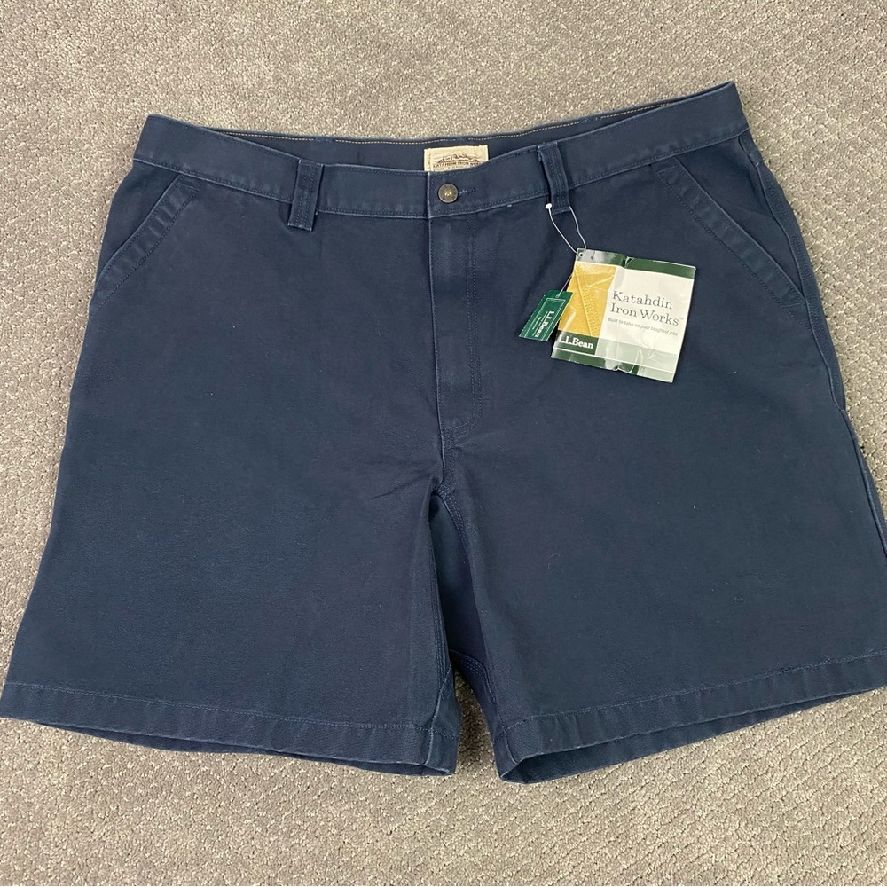 LL Bean Katahdin Iron Works Shorts Men’s 44 Blue Utility 9” Canvas Duck